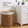 imageBest Choice Products Half Moon Laundry Hamper wLid Woven Half Round Laundry Basket wRemovable Liner amp Bultin Handles for Bathroom Bedroom amp Laundry Room  NaturalChestnut