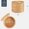 imageBest Choice Products Large Round Storage Ottoman WLid Handwoven Water Hyacinth Footstool Accent Stool Side Table Storage Container Plant Stand For Living Room Office or Bedroom  NaturalNatural