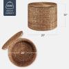 imageBest Choice Products Large Round Storage Ottoman WLid Handwoven Water Hyacinth Footstool Accent Stool Side Table Storage Container Plant Stand For Living Room Office or Bedroom  NaturalChestnut