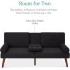 imageBest Choice Products MidCentury Modern Upholstered Futon Convertible Folding Sofa Bed Small Couch wRounded Armrests 2 Cupholders  BlackBlack