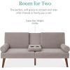 imageBest Choice Products MidCentury Modern Upholstered Futon Convertible Folding Sofa Bed Small Couch wRounded Armrests 2 Cupholders  BlackGrey