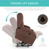 imageBest Choice Products Modern Linen Electric Power Lift Chair Recliner Massage Chair Adjustable Furniture for Back Legs w 3 Positions USB Port Heat Cupholders EasytoReach Button  BlackBrown
