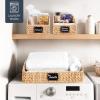imageBest Choice Products Natural Hyacinth Angled Pantry Storage Baskets Woven Wicker Storage Bins wHandles Storage Container Baskets for Shelves Chalkboard Label amp Marker Pack of 2  NaturalNatural