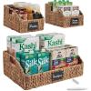 imageBest Choice Products Natural Hyacinth Angled Pantry Storage Baskets Woven Wicker Storage Bins wHandles Storage Container Baskets for Shelves Chalkboard Label amp Marker Pack of 2  NaturalChestnut