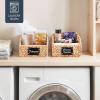 imageBest Choice Products Natural Hyacinth Angled Pantry Storage Baskets Woven Wicker Storage Bins wHandles Storage Container Baskets for Shelves Chalkboard Label amp Marker Pack of 2  NaturalNatural