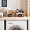 imageBest Choice Products Natural Hyacinth Angled Pantry Storage Baskets Woven Wicker Storage Bins wHandles Storage Container Baskets for Shelves Chalkboard Label amp Marker Pack of 2  NaturalChestnut