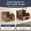imageBest Choice Products Natural Hyacinth Angled Pantry Storage Baskets Woven Wicker Storage Bins wHandles Storage Container Baskets for Shelves Chalkboard Label amp Marker Pack of 2  NaturalChestnut