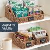 imageBest Choice Products Natural Hyacinth Angled Pantry Storage Baskets Woven Wicker Storage Bins wHandles Storage Container Baskets for Shelves Chalkboard Label amp Marker Pack of 2  NaturalChestnut