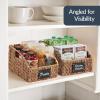 imageBest Choice Products Natural Hyacinth Angled Pantry Storage Baskets Woven Wicker Storage Bins wHandles Storage Container Baskets for Shelves Chalkboard Label amp Marker Pack of 2  NaturalChestnut