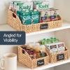 imageBest Choice Products Natural Hyacinth Angled Pantry Storage Baskets Woven Wicker Storage Bins wHandles Storage Container Baskets for Shelves Chalkboard Label amp Marker Pack of 2  NaturalNatural