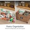imageBest Choice Products Rolling Pantry Storage Basket Organizer WChalkboard Label Open Handles Removable Divider Water Hyacinth Bin for Kitchen Bedroom Office Kids Room Laundry Room  ChestnutChestnut