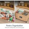 imageBest Choice Products Rolling Pantry Storage Basket Organizer WChalkboard Label Open Handles Removable Divider Water Hyacinth Bin for Kitchen Bedroom Office Kids Room Laundry Room  ChestnutNatural