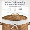 imageBest Choice Products Round Laundry Hamper wLid Handwoven Laundry Basket Builtin Handles amp Removable Liner for Clothes Towels Blanket amp Storage Organization  ChestnutChestnut