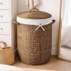 imageBest Choice Products Round Laundry Hamper wLid Handwoven Laundry Basket Builtin Handles amp Removable Liner for Clothes Towels Blanket amp Storage Organization  ChestnutChestnut