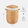 imageBest Choice Products Round Laundry Hamper wLid Handwoven Laundry Basket Builtin Handles amp Removable Liner for Clothes Towels Blanket amp Storage Organization  ChestnutNatural