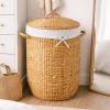 imageBest Choice Products Round Laundry Hamper wLid Handwoven Laundry Basket Builtin Handles amp Removable Liner for Clothes Towels Blanket amp Storage Organization  ChestnutNatural
