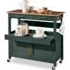 imageBest Choice Products 36in Large Rolling Kitchen Island Cart 2Door Cabinet 2 Drawers PullOut Shelf Power Outlet Hooks amp Swivel Lockable Wheels  Forest GreenForest Green