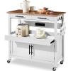 imageBest Choice Products 36in Large Rolling Kitchen Island Cart 2Door Cabinet 2 Drawers PullOut Shelf Power Outlet Hooks amp Swivel Lockable Wheels  Forest GreenWhite