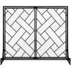 imageBest Choice Products 44x33in 2Panel Handcrafted Wrought Iron Decorative Mesh Geometric Fireplace Screen Fire Spark Guard wMagnetic Doors  BlackBlack