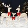imageBest Choice Products 4ft 3Piece 2D Lighted Christmas Deer Family Set Large Outdoor Yard Reindeer Holiday Decoration with 175 LED Lights Stakes Zip Ties  GoldWhite