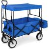 imageBest Choice Products Collapsible Folding Outdoor Utility Wagon with Canopy Garden Cart for Beach Picnic Camping Tailgates wRemovable Canopy Detachable Pockets 150lb Weight Capacity  BlueBlue