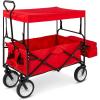 imageBest Choice Products Collapsible Folding Outdoor Utility Wagon with Canopy Garden Cart for Beach Picnic Camping Tailgates wRemovable Canopy Detachable Pockets 150lb Weight Capacity  BlueRed
