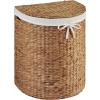 imageBest Choice Products Half Moon Laundry Hamper wLid Woven Half Round Laundry Basket wRemovable Liner amp Bultin Handles for Bathroom Bedroom amp Laundry Room  NaturalChestnut