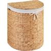 imageBest Choice Products Half Moon Laundry Hamper wLid Woven Half Round Laundry Basket wRemovable Liner amp Bultin Handles for Bathroom Bedroom amp Laundry Room  NaturalNatural