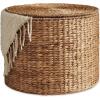 imageBest Choice Products Large Round Storage Ottoman WLid Handwoven Water Hyacinth Footstool Accent Stool Side Table Storage Container Plant Stand For Living Room Office or Bedroom  NaturalChestnut