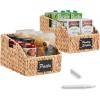 imageBest Choice Products Natural Hyacinth Angled Pantry Storage Baskets Woven Wicker Storage Bins wHandles Storage Container Baskets for Shelves Chalkboard Label amp Marker Pack of 2  NaturalNatural
