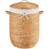 imageBest Choice Products Round Laundry Hamper wLid Handwoven Laundry Basket Builtin Handles amp Removable Liner for Clothes Towels Blanket amp Storage Organization  ChestnutNatural