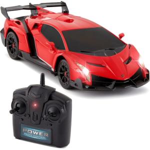 imageBest Choice Products 124 Officially Licensed RC Lamborghini Veneno Sport Racing Car w 27MHz Remote Control Head and Taillights Shock Suspension Fine Tune Adjustment  Red