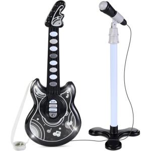 imageBest Choice Products 19in Kids Toy Guitar Pretend Play Musical Instrument Toy for Toddlers wMic Stand 8 Demo Songs Lights amp Sounds  Pink19in