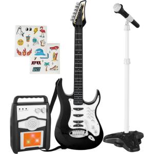 imageBest Choice Products 19in Kids Toy Guitar Pretend Play Musical Instrument Toy for Toddlers wMic Stand 8 Demo Songs Lights amp Sounds  Pink275in