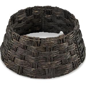 imageBest Choice Products 24in Christmas Tree Collar Woven Hyacinth 3Piece Holiday Rattan Tree Skirt Accessory for Home wCord CutOut  Transparent WhiteEspresso  Basket Weave