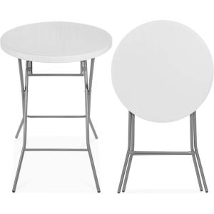 imageBest Choice Products 32in Bar Height Folding Table Round Indoor Outdoor Accessory for Patio Backyard Dining Room Events wThick Table Top Metal Frame Locking Legs 330lb Weight Capacity  White  Bar Height Indoor Outdoor Patio Backyard Dining Room EventsWhite