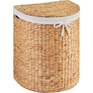 imageBest Choice Products Half Moon Laundry Hamper wLid Woven Half Round Laundry Basket wRemovable Liner amp Bultin Handles for Bathroom Bedroom amp Laundry Room  NaturalNatural