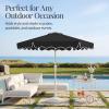 imageBest Choice Products 75ft Patio Market Umbrella with Wavy Trim UVFadeResistant 210g Canopy Crank amp Tilt Wind Vent HeavyDuty Frame  PeacockBlack