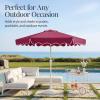 imageBest Choice Products 75ft Patio Market Umbrella with Wavy Trim UVFadeResistant 210g Canopy Crank amp Tilt Wind Vent HeavyDuty Frame  PeacockBurgundy
