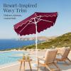 imageBest Choice Products 75ft Patio Market Umbrella with Wavy Trim UVFadeResistant 210g Canopy Crank amp Tilt Wind Vent HeavyDuty Frame  PeacockBurgundy