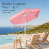 imageBest Choice Products 75ft Patio Market Umbrella with Wavy Trim UVFadeResistant 210g Canopy Crank amp Tilt Wind Vent HeavyDuty Frame  PeacockFlamingo Pink