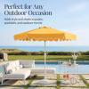imageBest Choice Products 75ft Patio Market Umbrella with Wavy Trim UVFadeResistant 210g Canopy Crank amp Tilt Wind Vent HeavyDuty Frame  PeacockMarigold
