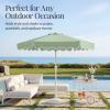 imageBest Choice Products 75ft Patio Market Umbrella with Wavy Trim UVFadeResistant 210g Canopy Crank amp Tilt Wind Vent HeavyDuty Frame  PeacockSage Green