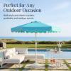 imageBest Choice Products 75ft Patio Market Umbrella with Wavy Trim UVFadeResistant 210g Canopy Crank amp Tilt Wind Vent HeavyDuty Frame  PeacockSky Blue