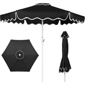 imageBest Choice Products 75ft Patio Market Umbrella with Wavy Trim UVFadeResistant 210g Canopy Crank amp Tilt Wind Vent HeavyDuty Frame  PeacockBlack