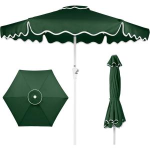 imageBest Choice Products 75ft Patio Market Umbrella with Wavy Trim UVFadeResistant 210g Canopy Crank amp Tilt Wind Vent HeavyDuty Frame  PeacockGreen