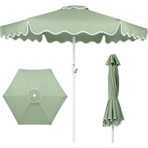 imageBest Choice Products 75ft Patio Market Umbrella with Wavy Trim UVFadeResistant 210g Canopy Crank amp Tilt Wind Vent HeavyDuty Frame  PeacockSage Green