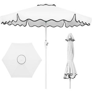imageBest Choice Products 75ft Patio Market Umbrella with Wavy Trim UVFadeResistant 210g Canopy Crank amp Tilt Wind Vent HeavyDuty Frame  PeacockWhite