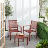 imageBest Choice Products 3Piece Outdoor Bistro Set Stackable Modern Steel Furniture for Porch Garden w 2 Chairs Table Geometric Decor  YellowTerracotta