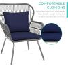 imageBest Choice Products 3Piece Patio Conversation Bistro Set Outdoor AllWeather Wicker Furniture for Porch Backyard w 2 Wide Ergonomic Chairs Cushions Glass Top Side Table  GrayNavyGrayNavy